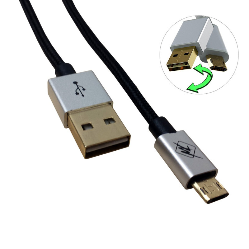 Nabíjecí a datový kabel s oboustrannými POZLACENÝMI USB konektory