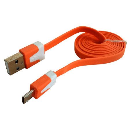 MKF-1021 OW USB/Micro USB, datový a nabíjecí kabel, ploché provedení, oranžová, délka 1 m