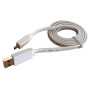 MKF-1021White USB/Micro USB, datový a nabíjecí kabel, ploché provedení, bílý, délka 1 m