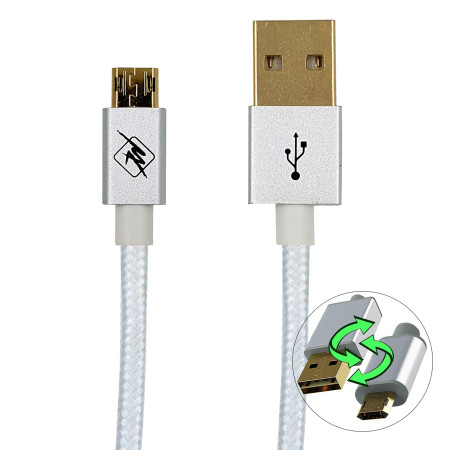 MKF-REV12WH USB/Micro USB, datový a nabíjecí kabel, oboustranné konektory, bílý, délka 1,2 m