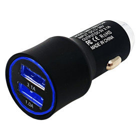 MKF-USB31CAR nabíječka USB do auta, 2x USB 3,1A, černá, celokovová s hrotem
