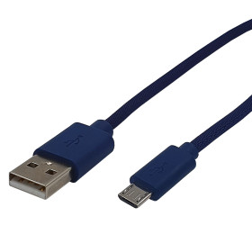MKF-USB12DB datový a nabíjecí kabel USB / micro USB, vrchní opletení, modrý, 1,2 m